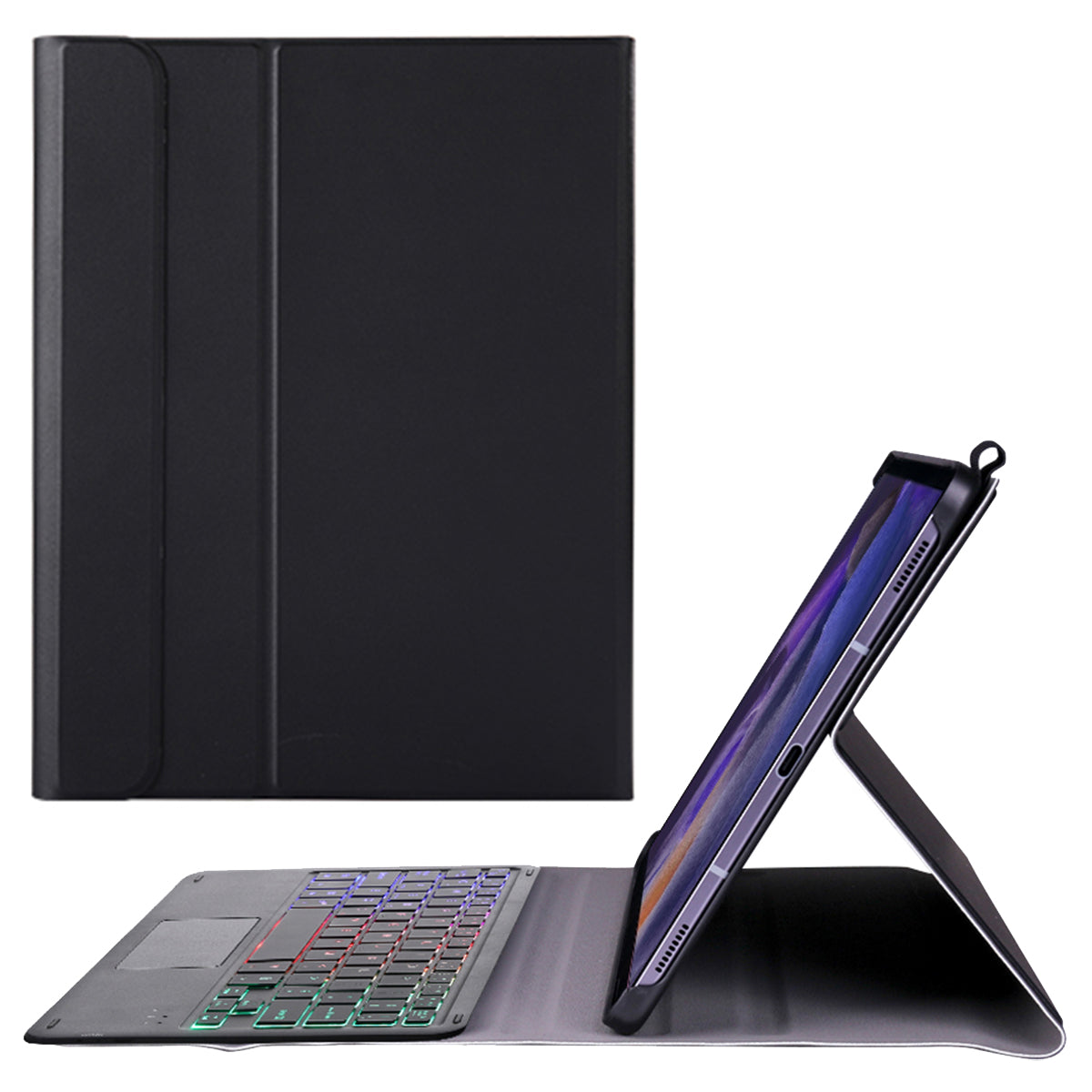 A08-A Bluetooth 3.0 Wireless Keyboard Leather Case 200mAh with Touch Mouse for Samsung Galaxy Tab A 8.0 2021 (SM-X205/X200)