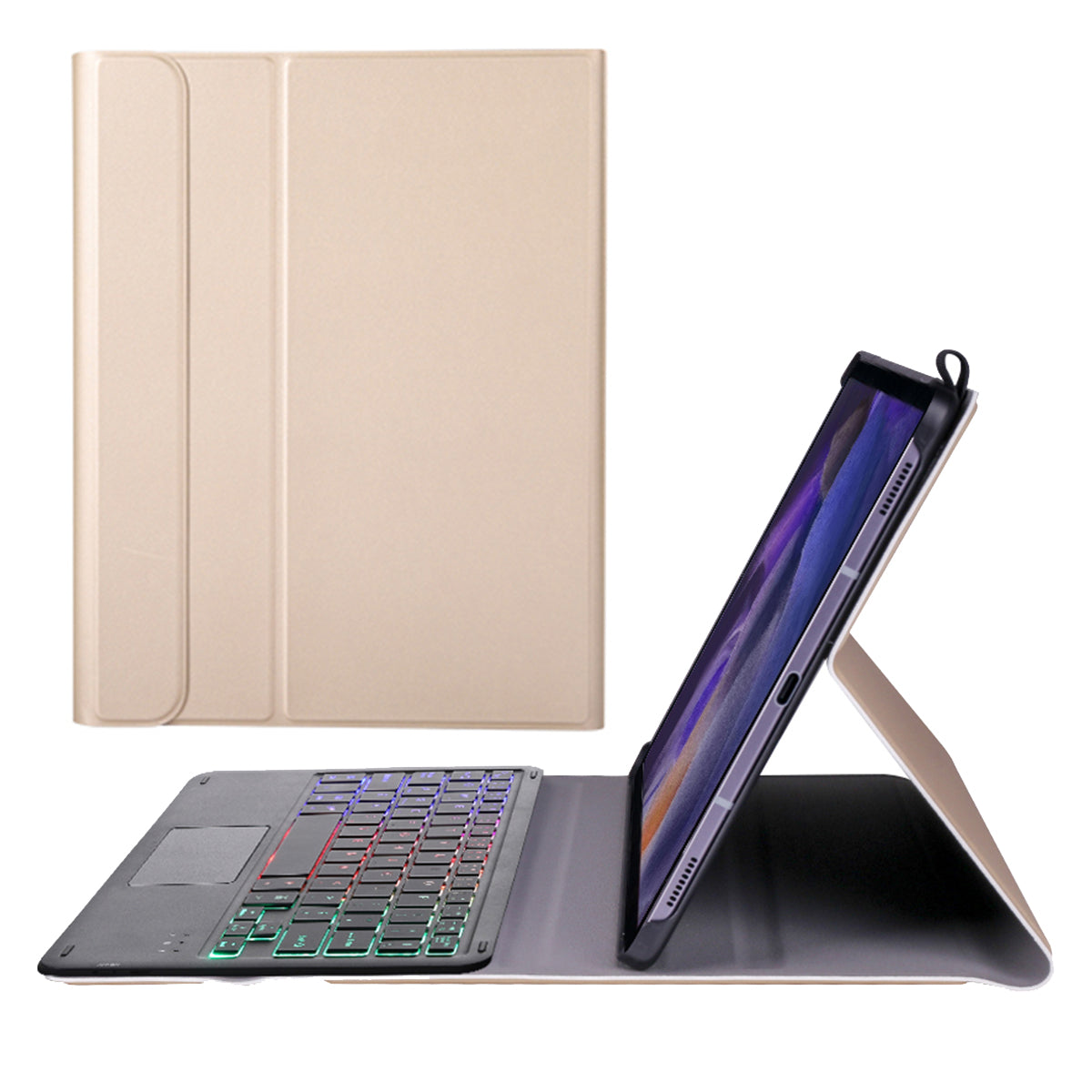 A08-A Bluetooth 3.0 Wireless Keyboard Leather Case 200mAh with Touch Mouse for Samsung Galaxy Tab A 8.0 2021 (SM-X205/X200)