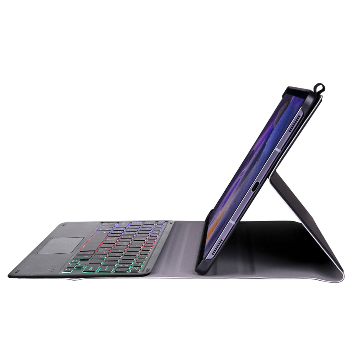 A08-AS Backlit Keyboard Leather Case with Touch Mouse 200mAh Bluetooth 3.0 Wireless Keyboard for Samsung Galaxy Tab A 8.0 2021 (SM-X205/X200)