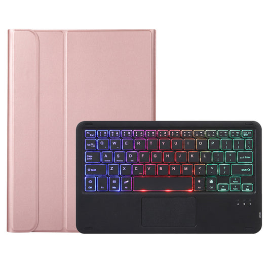 A08-AS Backlit Keyboard Leather Case with Touch Mouse 200mAh Bluetooth 3.0 Wireless Keyboard for Samsung Galaxy Tab A 8.0 2021 (SM-X205/X200)