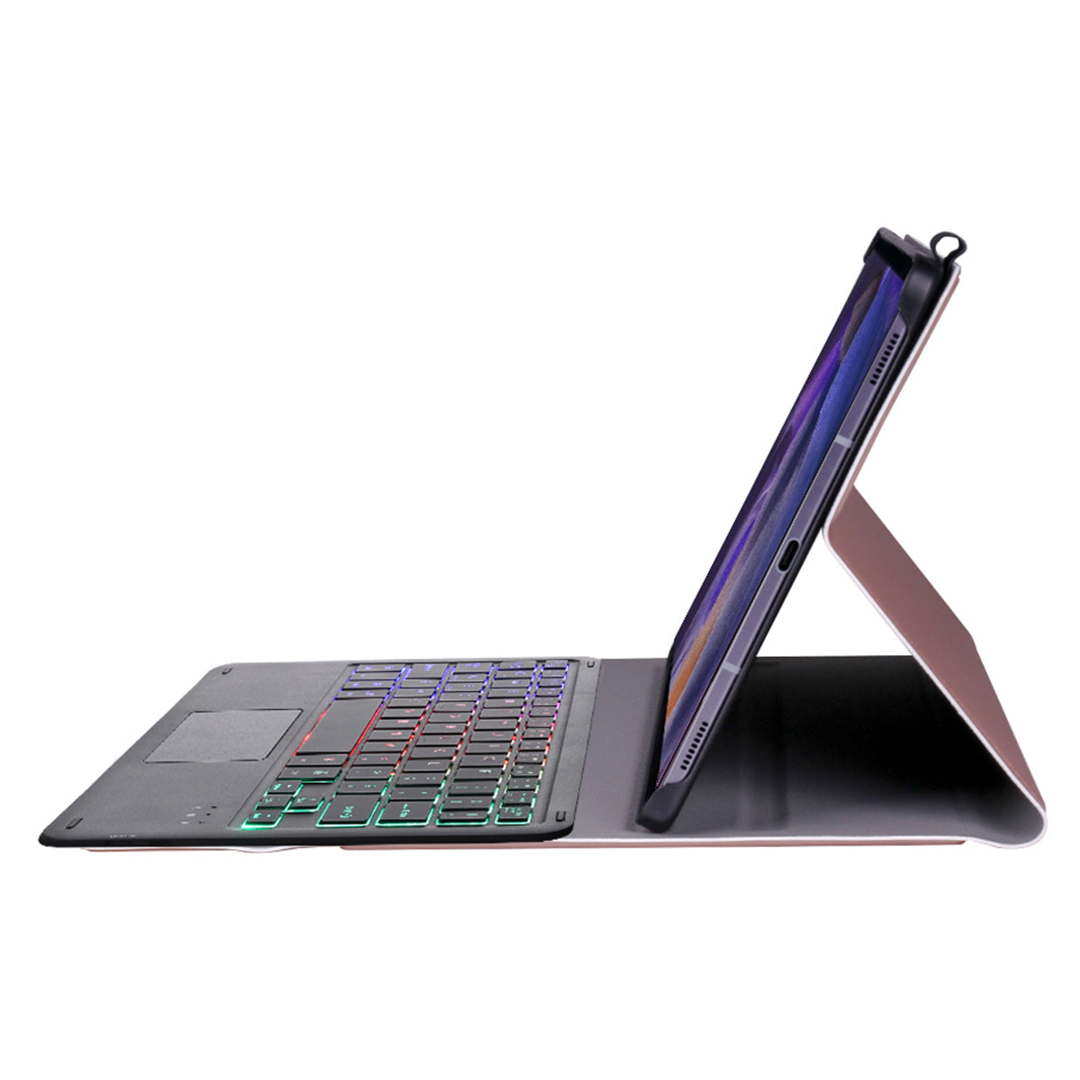 A08-AS Backlit Keyboard Leather Case with Touch Mouse 200mAh Bluetooth 3.0 Wireless Keyboard for Samsung Galaxy Tab A 8.0 2021 (SM-X205/X200)