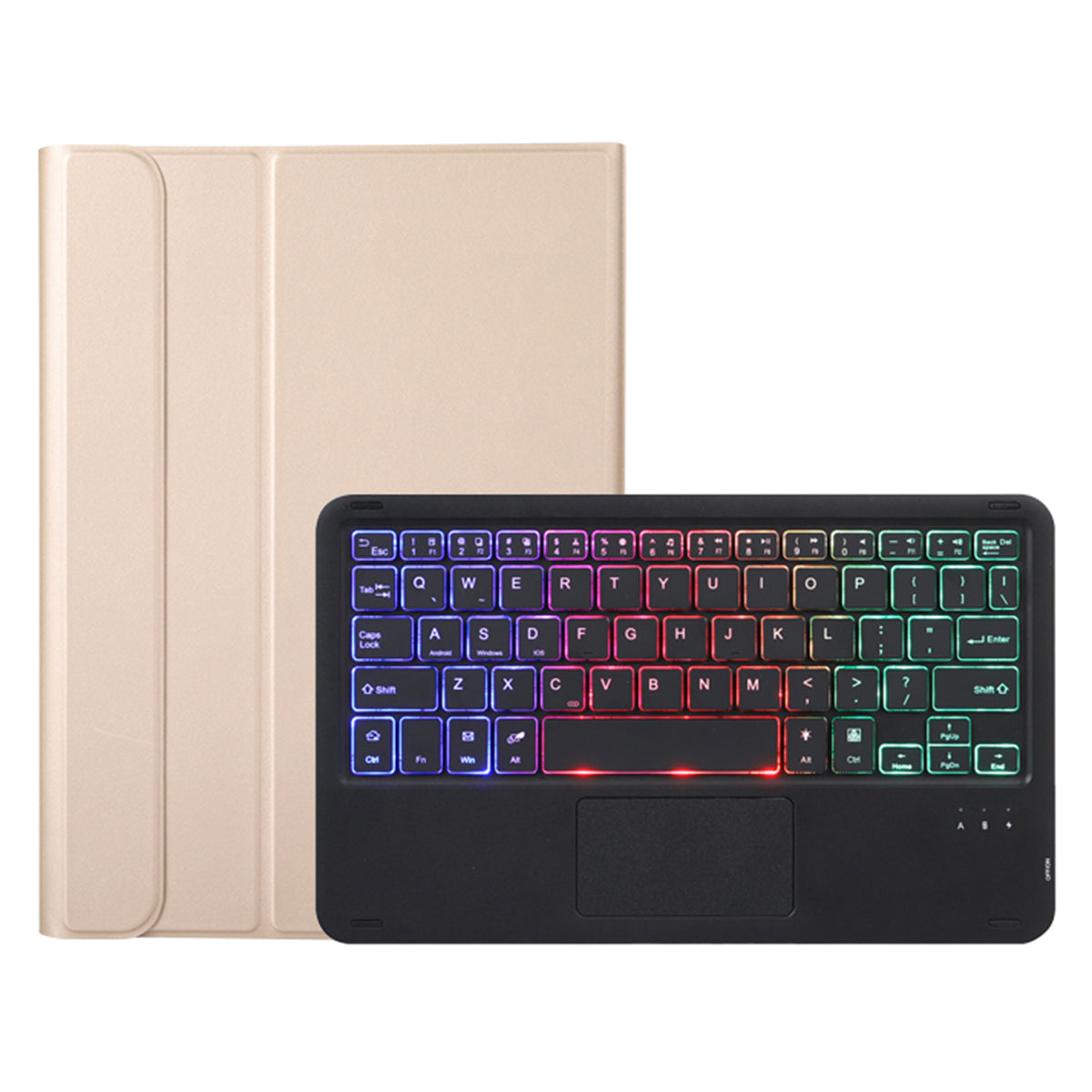 A08-AS Backlit Keyboard Leather Case with Touch Mouse 200mAh Bluetooth 3.0 Wireless Keyboard for Samsung Galaxy Tab A 8.0 2021 (SM-X205/X200)