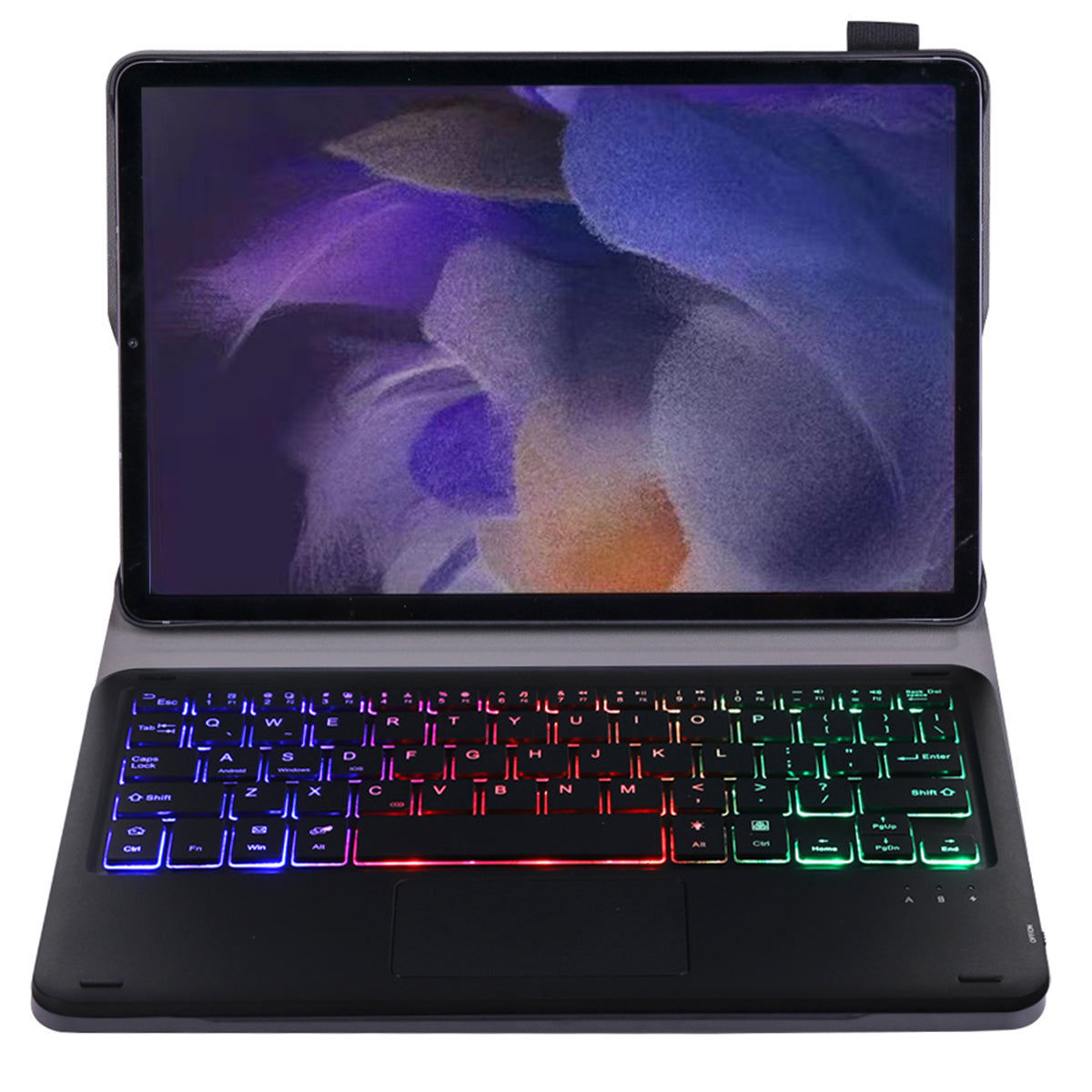 A08-AS Backlit Keyboard Leather Case with Touch Mouse 200mAh Bluetooth 3.0 Wireless Keyboard for Samsung Galaxy Tab A 8.0 2021 (SM-X205/X200)
