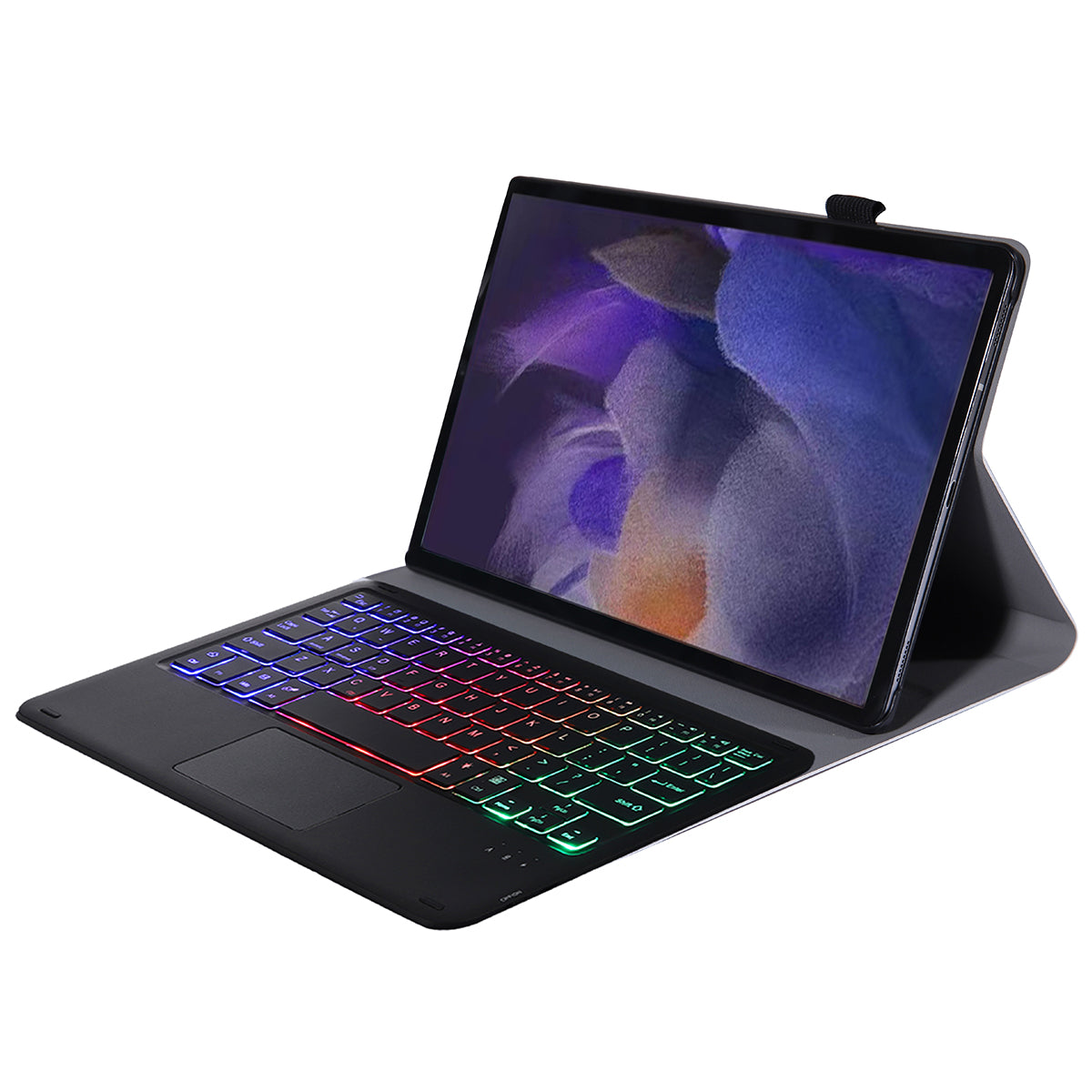 A08-AS Backlit Keyboard Leather Case with Touch Mouse 200mAh Bluetooth 3.0 Wireless Keyboard for Samsung Galaxy Tab A 8.0 2021 (SM-X205/X200)