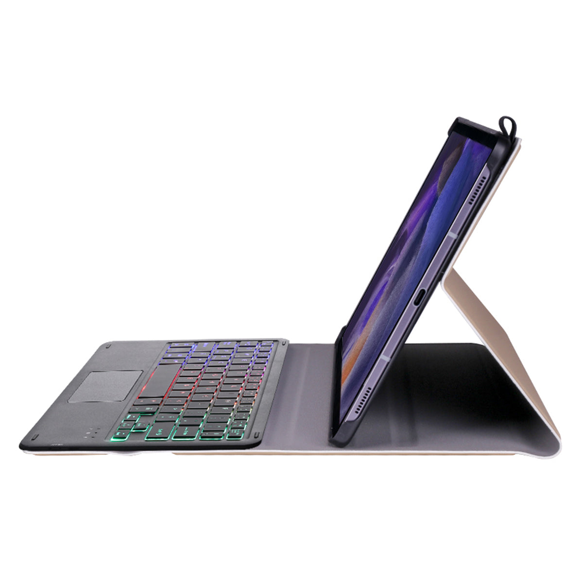 A08-AS Backlit Keyboard Leather Case with Touch Mouse 200mAh Bluetooth 3.0 Wireless Keyboard for Samsung Galaxy Tab A 8.0 2021 (SM-X205/X200)