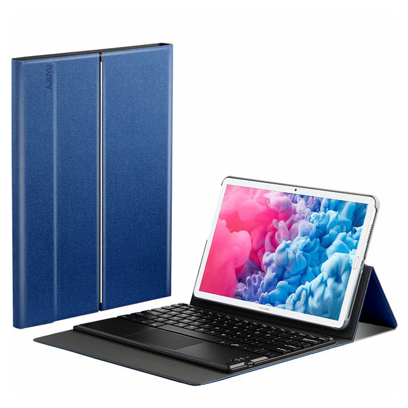 JIUYU Touchpad Bluetooth Keyboard PU Leather Case Cover with Hinge Stand for Huawei MatePad 10.8 (2020)
