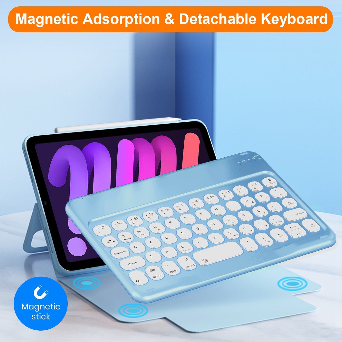 Dust-proof TPU Tablet Stand Case Shock Resistant Protective Cover with Magnetic Detachable Bluetooth Keyboard for iPad mini (2021)