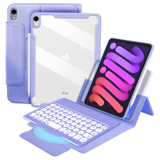 Dust-proof TPU Tablet Stand Case Shock Resistant Protective Cover with Magnetic Detachable Bluetooth Keyboard for iPad mini (2021)