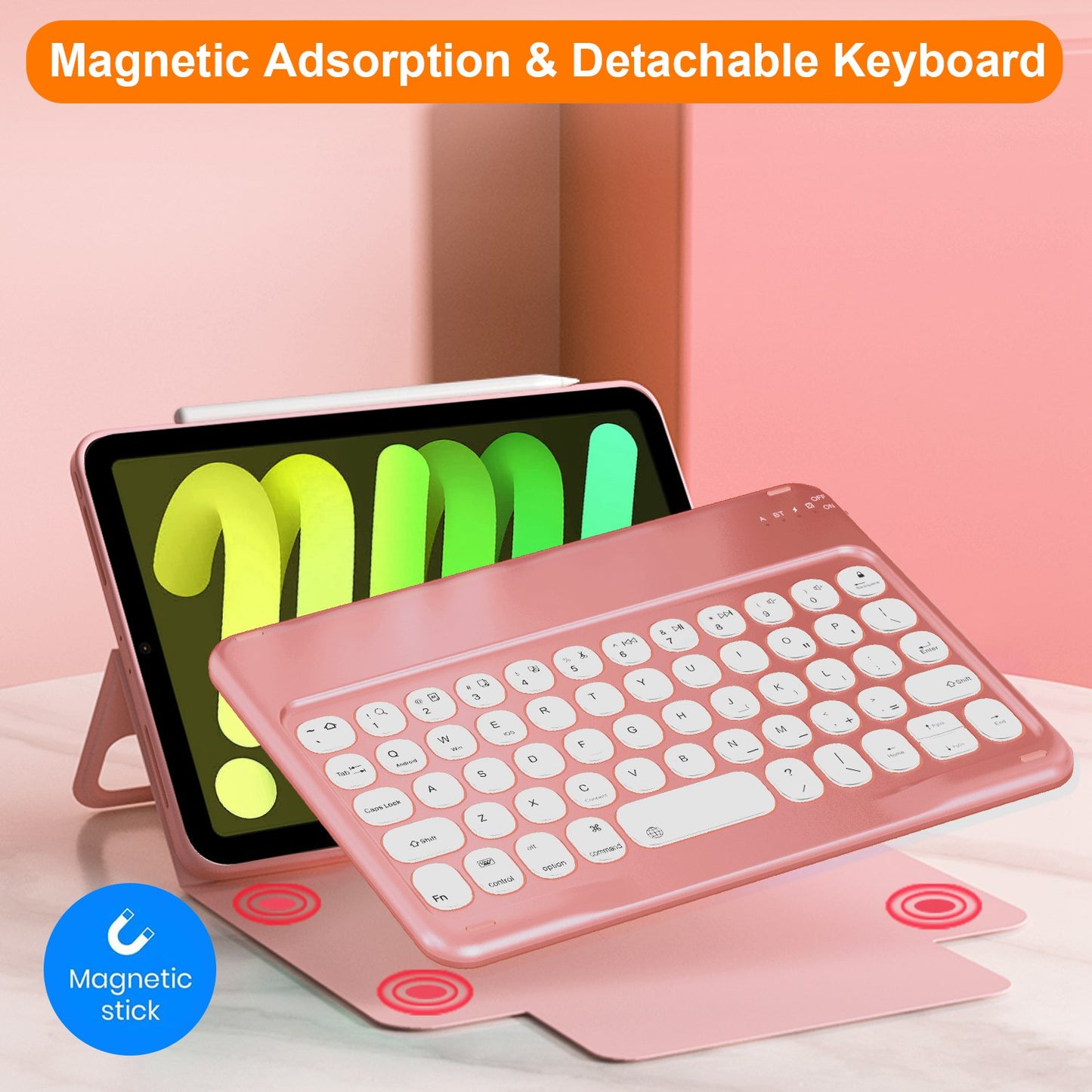 Dust-proof TPU Tablet Stand Case Shock Resistant Protective Cover with Magnetic Detachable Bluetooth Keyboard for iPad mini (2021)