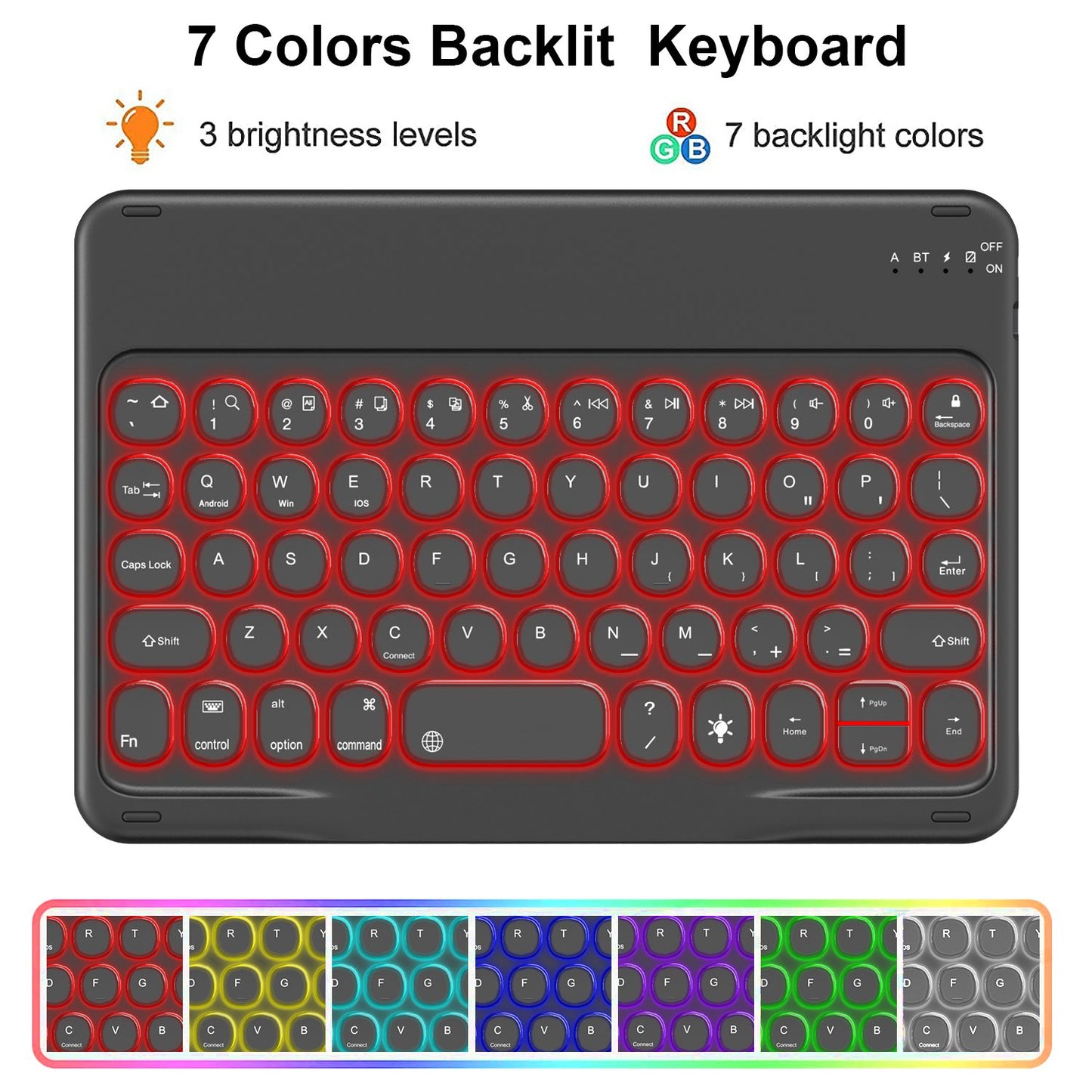 Detachable TPU Tablet Stand Case Shock Resistant Magnetic Detachable Bluetooth Keyboard Protective Cover with Backlit for iPad mini (2021)