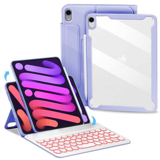 Detachable TPU Tablet Stand Case Shock Resistant Magnetic Detachable Bluetooth Keyboard Protective Cover with Backlit for iPad mini (2021)
