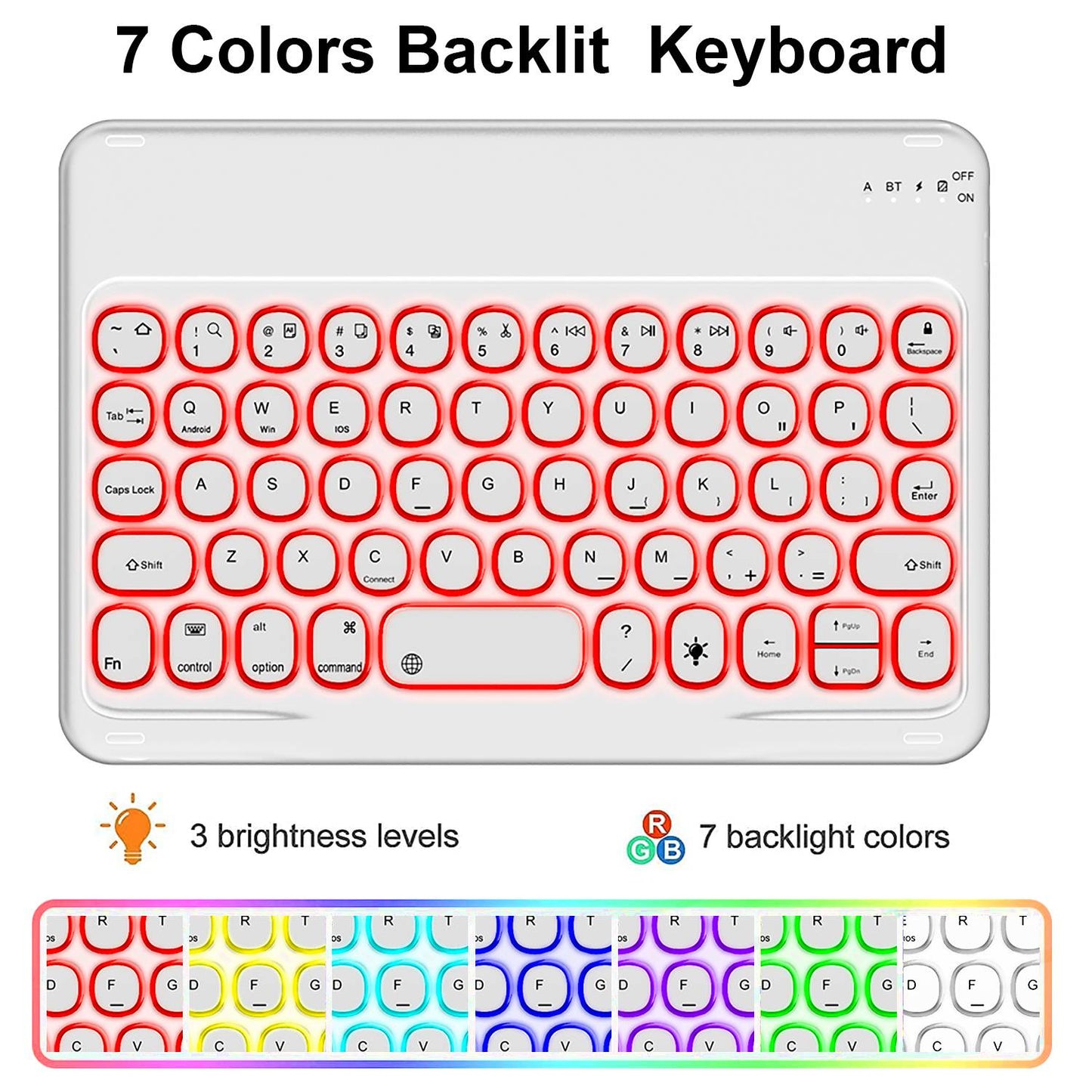 Detachable TPU Tablet Stand Case Shock Resistant Magnetic Detachable Bluetooth Keyboard Protective Cover with Backlit for iPad mini (2021)