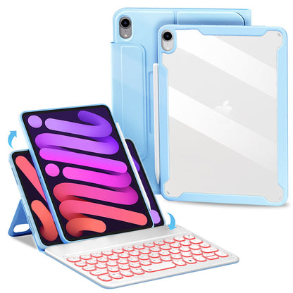 Detachable TPU Tablet Stand Case Shock Resistant Magnetic Detachable Bluetooth Keyboard Protective Cover with Backlit for iPad mini (2021)