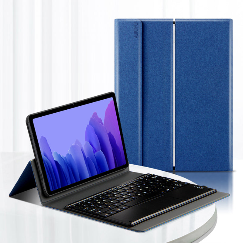 JIUYU Detachable Touchpad Bluetooth Keyboard + Light Slim Hinge Tri-fold Stand Leather Protective Case for Samsung Galaxy Tab A7 10.4 (2020) SM-T500 (Wi-Fi only)