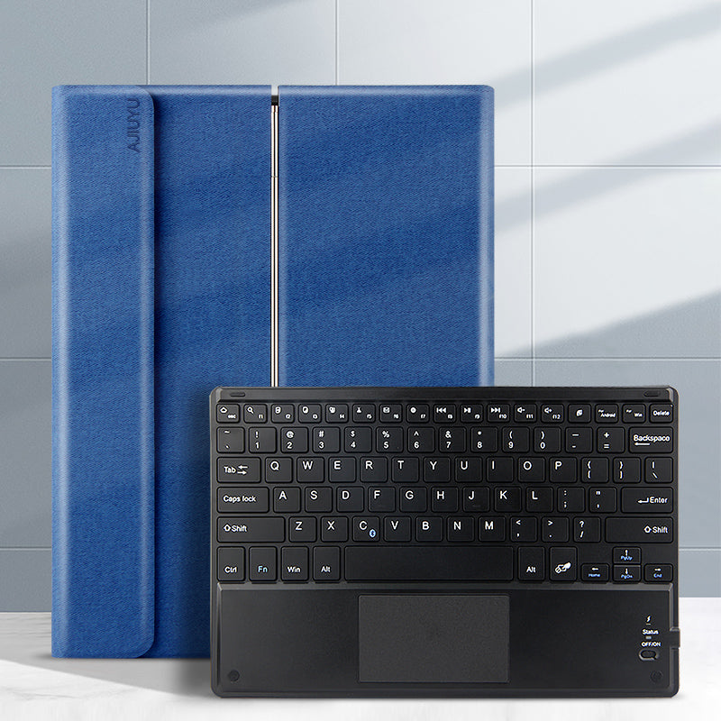 JIUYU Detachable Touchpad Bluetooth Keyboard + Light Slim Hinge Tri-fold Stand Leather Protective Case for Samsung Galaxy Tab A7 10.4 (2020) SM-T500 (Wi-Fi only)