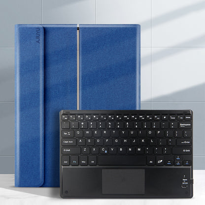 JIUYU Detachable Touchpad Bluetooth Keyboard + Light Slim Hinge Tri-fold Stand Leather Protective Case for Samsung Galaxy Tab A7 10.4 (2020) SM-T500 (Wi-Fi only)