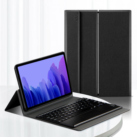 JIUYU Detachable Touchpad Bluetooth Keyboard + Light Slim Hinge Tri-fold Stand Leather Protective Case for Samsung Galaxy Tab A7 10.4 (2020) SM-T500 (Wi-Fi only)