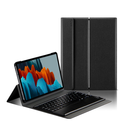 JIUYU 2-in-1 Detachable Touchpad Bluetooth Keyboard + Drop-proof Hinge Tri-fold Stand Leather Well-protected Case for Samsung Galaxy Tab S7 11inch/Tab S8