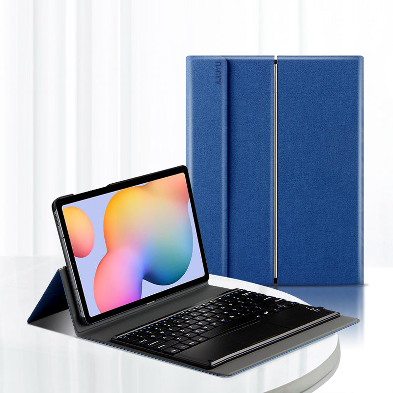 JIUYU 2-in-1 Detachable Durable Touchpad Bluetooth Keyboard + Leather Protective Cover Case with Hinge Tri-fold Stand for Samsung Galaxy Tab S6 Lite P610/P615/S6 Lite (2022)