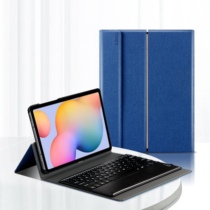 JIUYU 2-in-1 Detachable Durable Touchpad Bluetooth Keyboard + Leather Protective Cover Case with Hinge Tri-fold Stand for Samsung Galaxy Tab S6 Lite P610/P615/S6 Lite (2022)