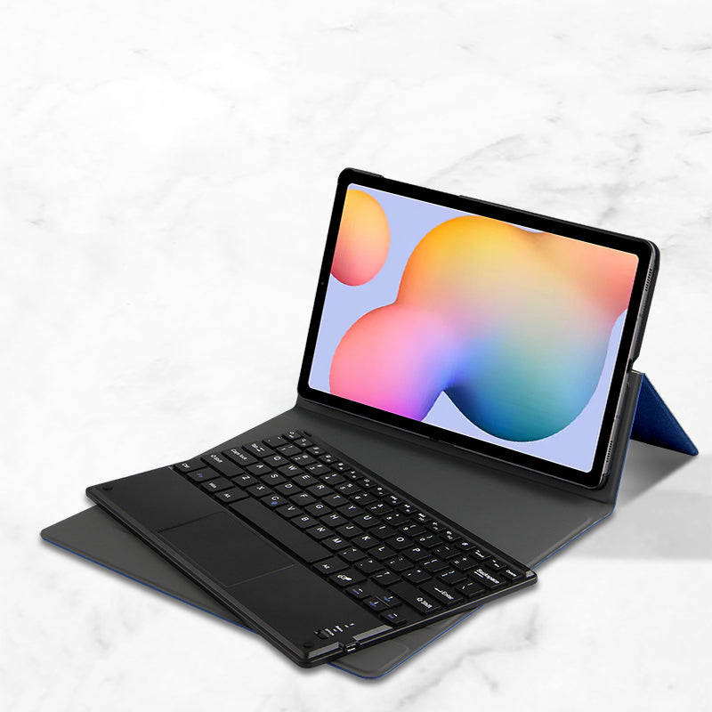 JIUYU 2-in-1 Detachable Durable Touchpad Bluetooth Keyboard + Leather Protective Cover Case with Hinge Tri-fold Stand for Samsung Galaxy Tab S6 Lite P610/P615/S6 Lite (2022)