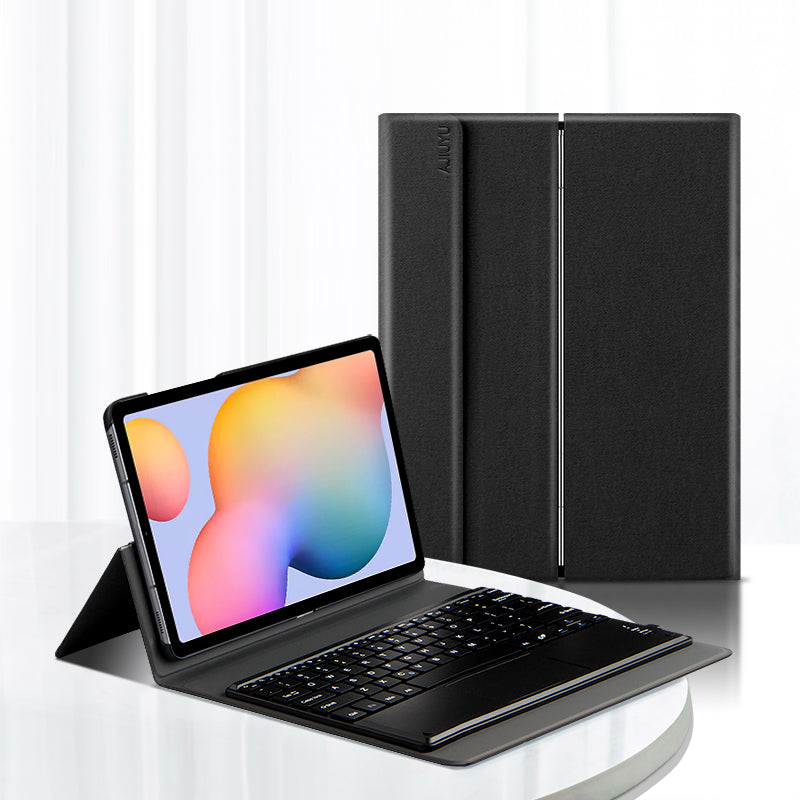 JIUYU 2-in-1 Detachable Durable Touchpad Bluetooth Keyboard + Leather Protective Cover Case with Hinge Tri-fold Stand for Samsung Galaxy Tab S6 Lite P610/P615/S6 Lite (2022)