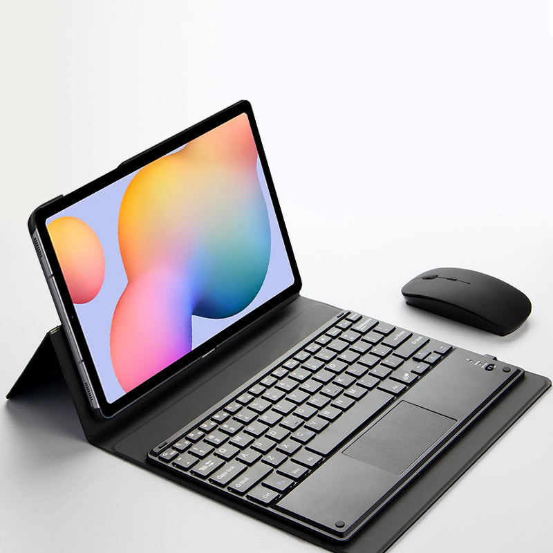 JIUYU 2-in-1 Detachable Durable Touchpad Bluetooth Keyboard + Leather Protective Cover Case with Hinge Tri-fold Stand for Samsung Galaxy Tab S6 Lite P610/P615/S6 Lite (2022)