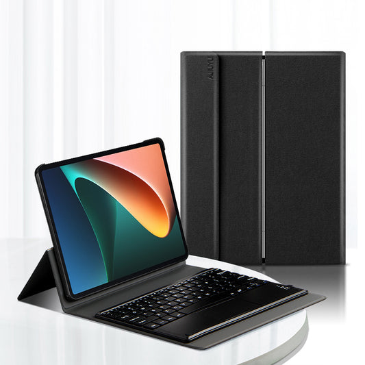 JIUYU 2-in-1 Detachable Touchpad Bluetooth Keyboard + Anti-fall Leather Case with Hinge Tri-fold Stand for Xiaomi Pad 5/5 Pro