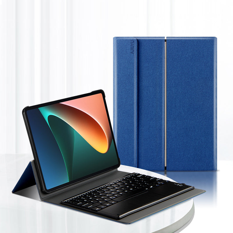 JIUYU 2-in-1 Detachable Touchpad Bluetooth Keyboard + Anti-fall Leather Case with Hinge Tri-fold Stand for Xiaomi Pad 5/5 Pro