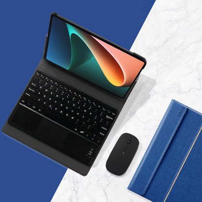 JIUYU 2-in-1 Detachable Touchpad Bluetooth Keyboard + Anti-fall Leather Case with Hinge Tri-fold Stand for Xiaomi Pad 5/5 Pro