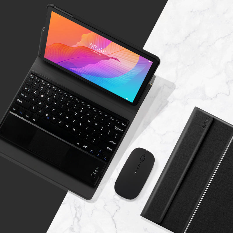 JIUYU Detachable Bluetooth Touchpad Keyboard + Adjustable Stand Hinge Leather Case for Huawei Enjoy Tablet 2 10.1