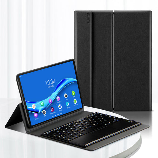 JIUYU Detachable Bluetooth Touchpad Keyboard + PU Leather Foldable Stand Hinge Case Cover for Lenovo Tab M10 Plus 10.3 inch