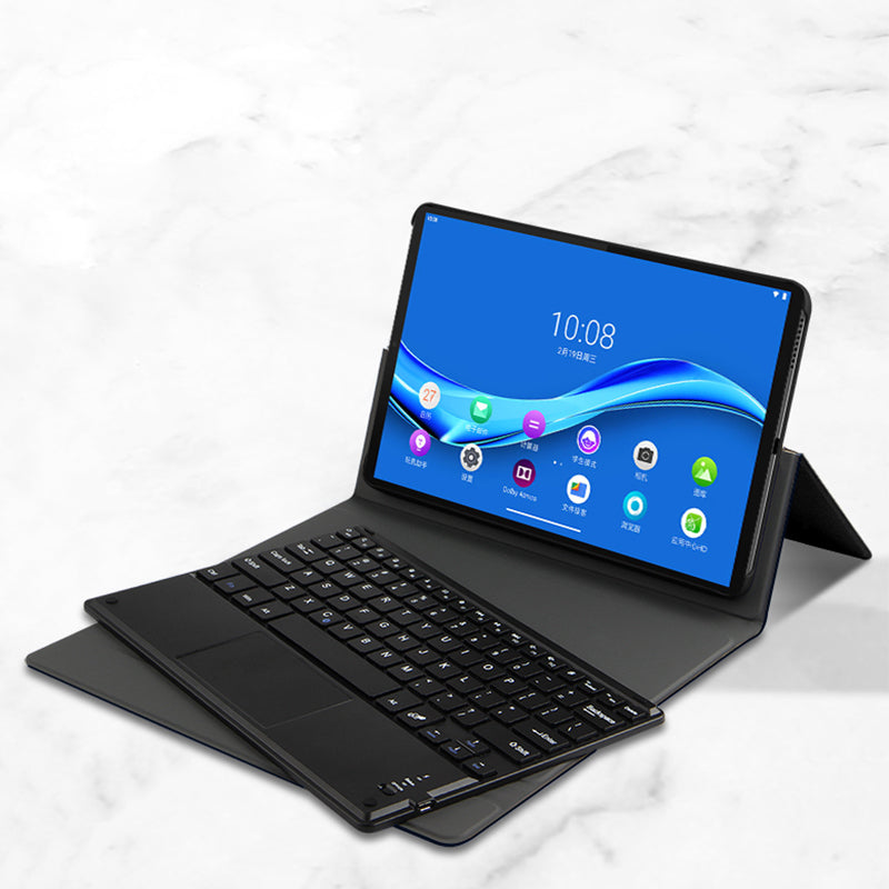 JIUYU Detachable Bluetooth Touchpad Keyboard + PU Leather Foldable Stand Hinge Case Cover for Lenovo Tab M10 Plus 10.3 inch