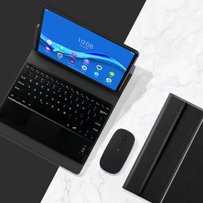 JIUYU Detachable Bluetooth Touchpad Keyboard + PU Leather Foldable Stand Hinge Case Cover for Lenovo Tab M10 Plus 10.3 inch