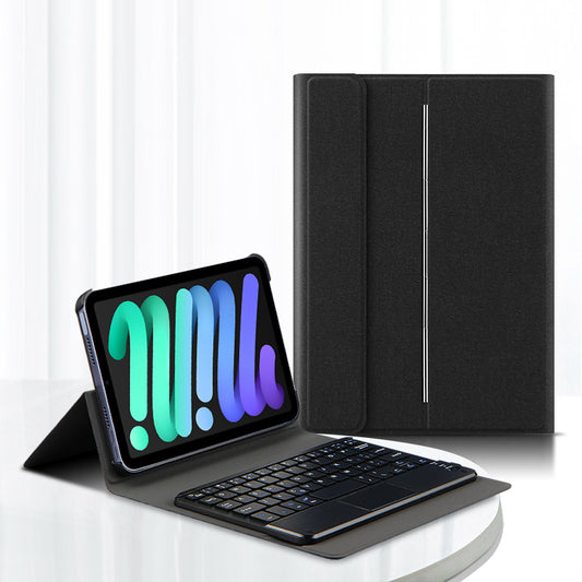 JIUYU Detachable Touchpad Bluetooth Magnetic Absorption Keyboard + Leather Cover Case with Hinge Multi-angle Stand for Apple iPad mini (2021)