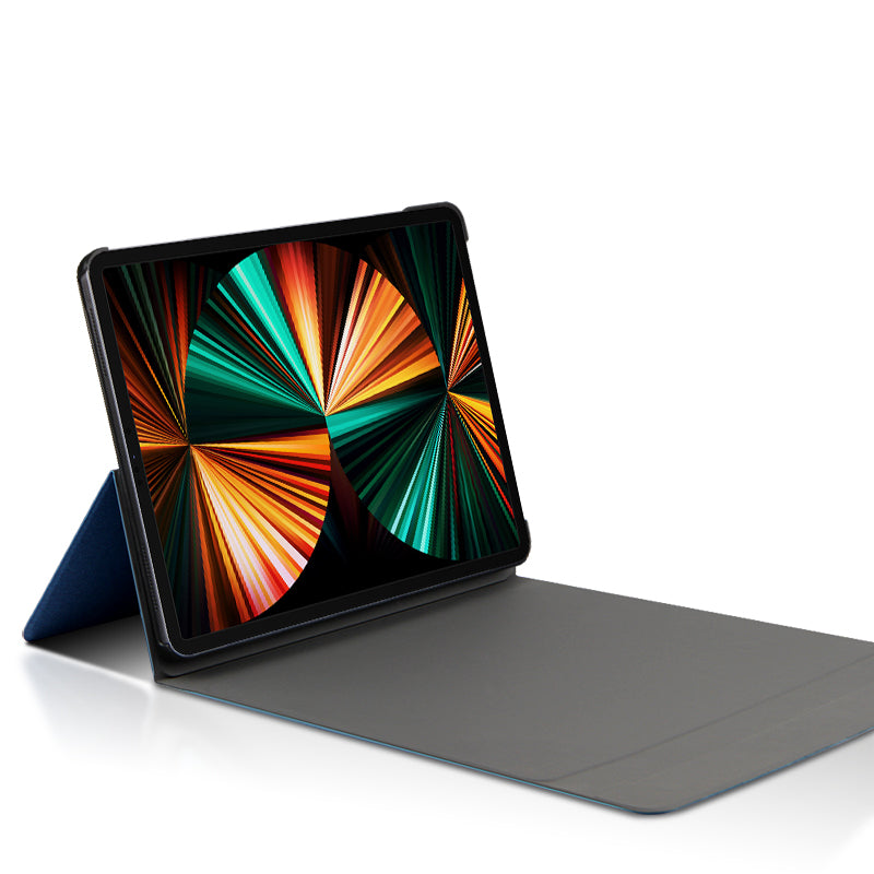 JIUYU Detachable Bluetooth Touchpad Multi-color Backlit Design Keyboard + Multi-angle Hinge Stand Leather Case Protector for iPad Pro 12.9-inch (2020)/(2021)