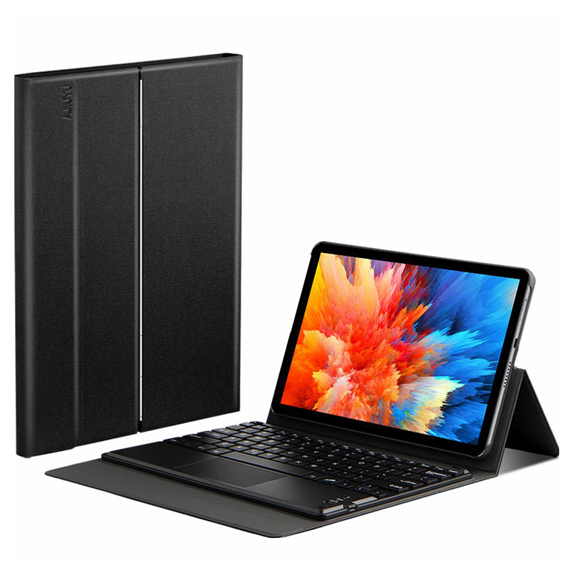 JIUYU Detachable 2-in-1 Bluetooth Touchpad Keyboard + Hinge Multi-angle Stand Thin Leather Case Protector for Asus 10 Pro 10.1-inch