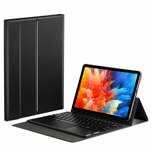 JIUYU Detachable 2-in-1 Bluetooth Touchpad Keyboard + Hinge Multi-angle Stand Thin Leather Case Protector for Asus 10 Pro 10.1-inch