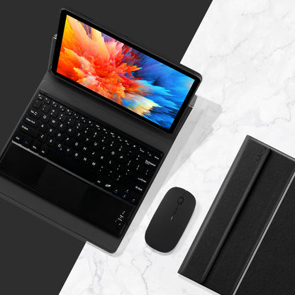 JIUYU Detachable 2-in-1 Bluetooth Touchpad Keyboard + Hinge Multi-angle Stand Thin Leather Case Protector for Asus 10 Pro 10.1-inch