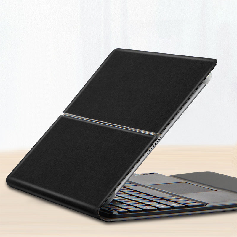 JIUYU Detachable 2-in-1 Bluetooth Touchpad Keyboard + Hinge Multi-angle Stand Thin Leather Case Protector for Asus 10 Pro 10.1-inch