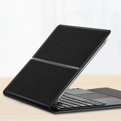 JIUYU Detachable 2-in-1 Bluetooth Touchpad Keyboard + Hinge Multi-angle Stand Thin Leather Case Protector for Asus 10 Pro 10.1-inch