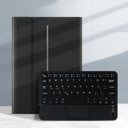 JIUYU Durable Detachable Touchpad Bluetooth Keyboard + Anti-fall Leather Cover Case with Hinge Tri-fold Stand for Huawei MediaPad M6 8.4-inch