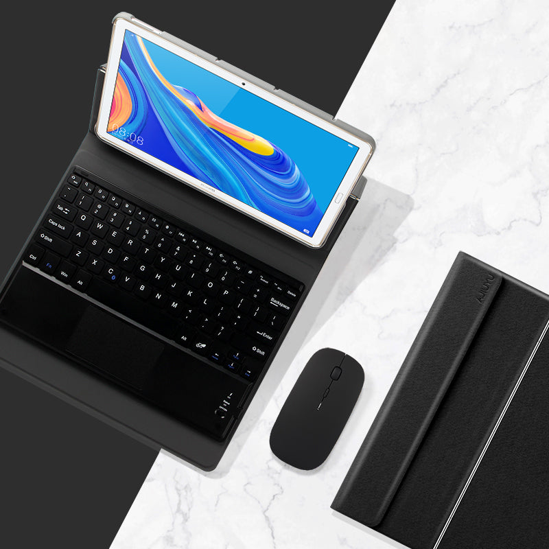 JIUYU Detachable Bluetooth Keyboard + Supporting Stand Hinge Protective Leather Case for Huawei MediaPad M6 10.8-inch