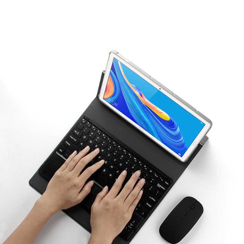 JIUYU Detachable Bluetooth Keyboard + Supporting Stand Hinge Protective Leather Case for Huawei MediaPad M6 10.8-inch
