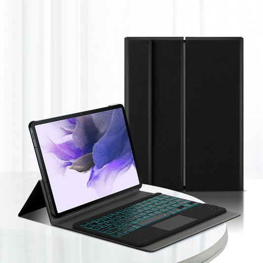 JIUYU Magnetic Auto-absorption Tablet Protection Leather Cover + Colorful Backlit Wireless Bluetooth Keyboard for Samsung Galaxy Tab S7 FE/Tab S7 Plus/Tab S8+