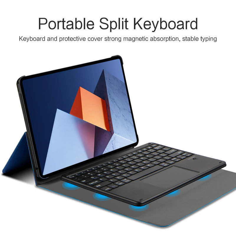 JIUYU 2-in-1 Detachable Bluetooth Keyboard + Foldable Hinge Stand Magnetic Closure Leather Case for Huawei MateBook E 2022