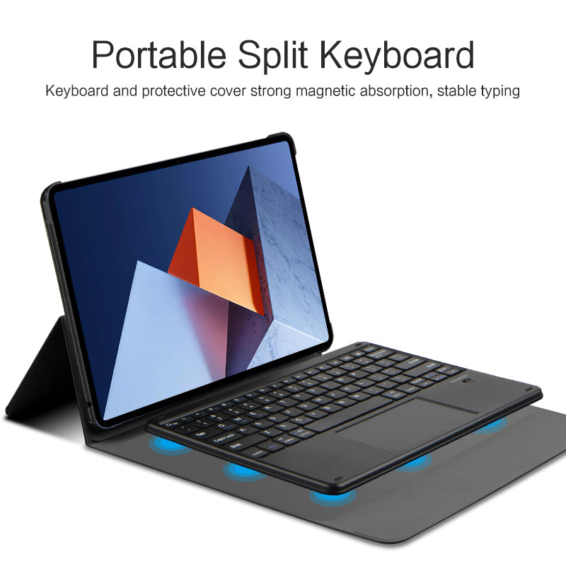 JIUYU 2-in-1 Detachable Bluetooth Keyboard + Foldable Hinge Stand Magnetic Closure Leather Case for Huawei MateBook E 2022