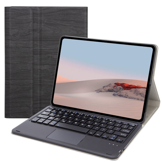 SFGO-A for Microsoft Surface Go/Go 2/Go 3 Touch Mouse Design Bluetooth Keyboard Set with Wood Texture PU Leather Outer Cover TPU Inner Bumper Case