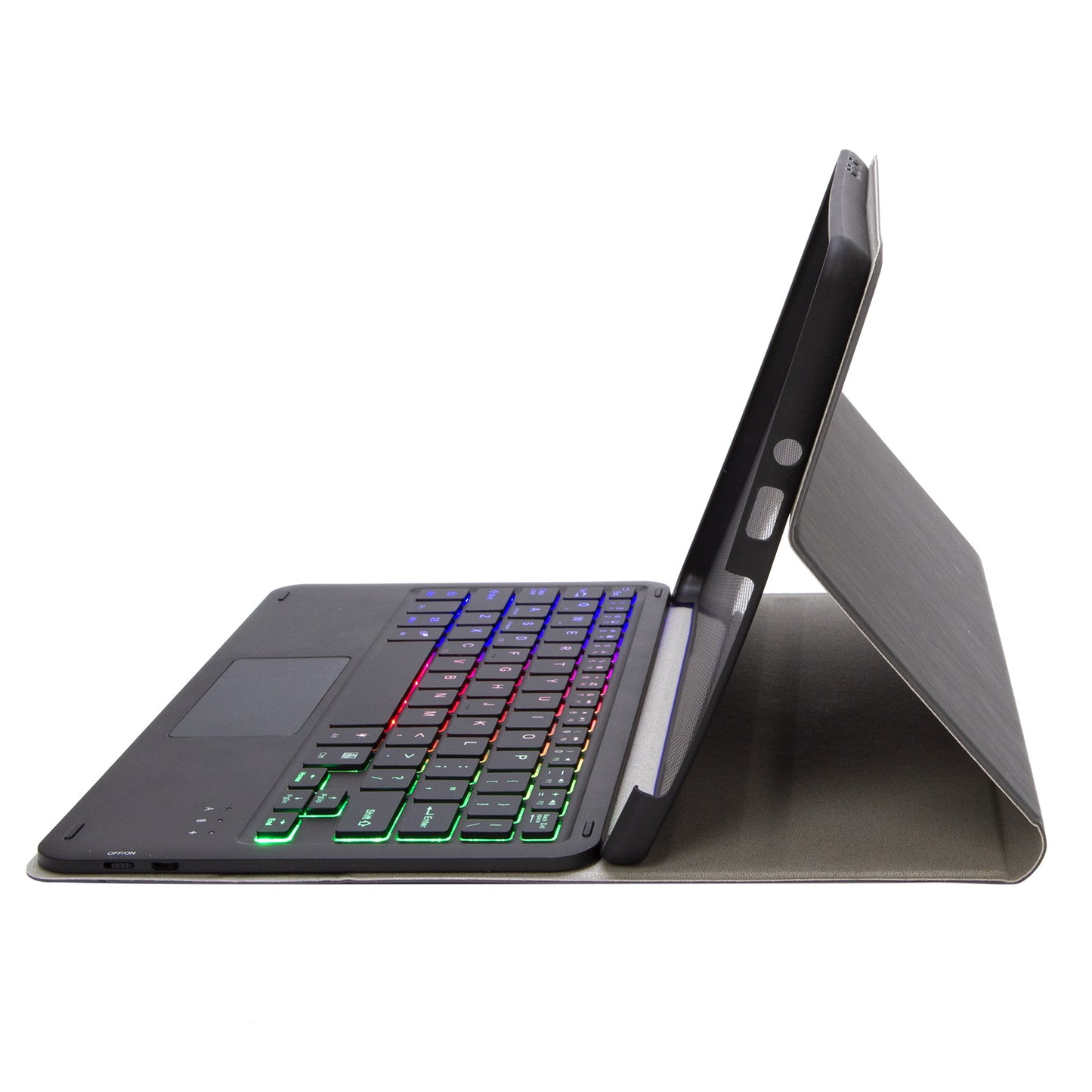 SFGO-AS for Microsoft Surface Go/Go 2/Go 3 Three Colors Backlit Touch Mouse Design Bluetooth 5.0 Keyboard + Wood Texture PU Leather Outer Cover Set with TPU Inner Bumper Case