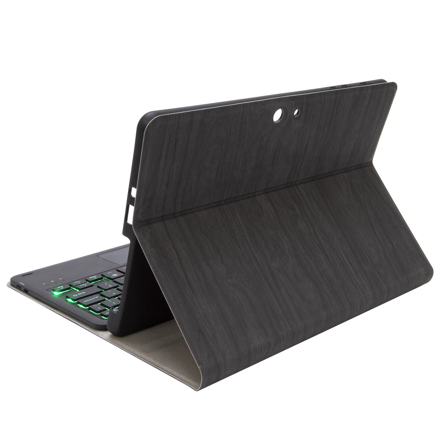 SFGO-AS for Microsoft Surface Go/Go 2/Go 3 Three Colors Backlit Touch Mouse Design Bluetooth 5.0 Keyboard + Wood Texture PU Leather Outer Cover Set with TPU Inner Bumper Case